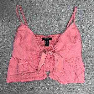 pink front twist crop top